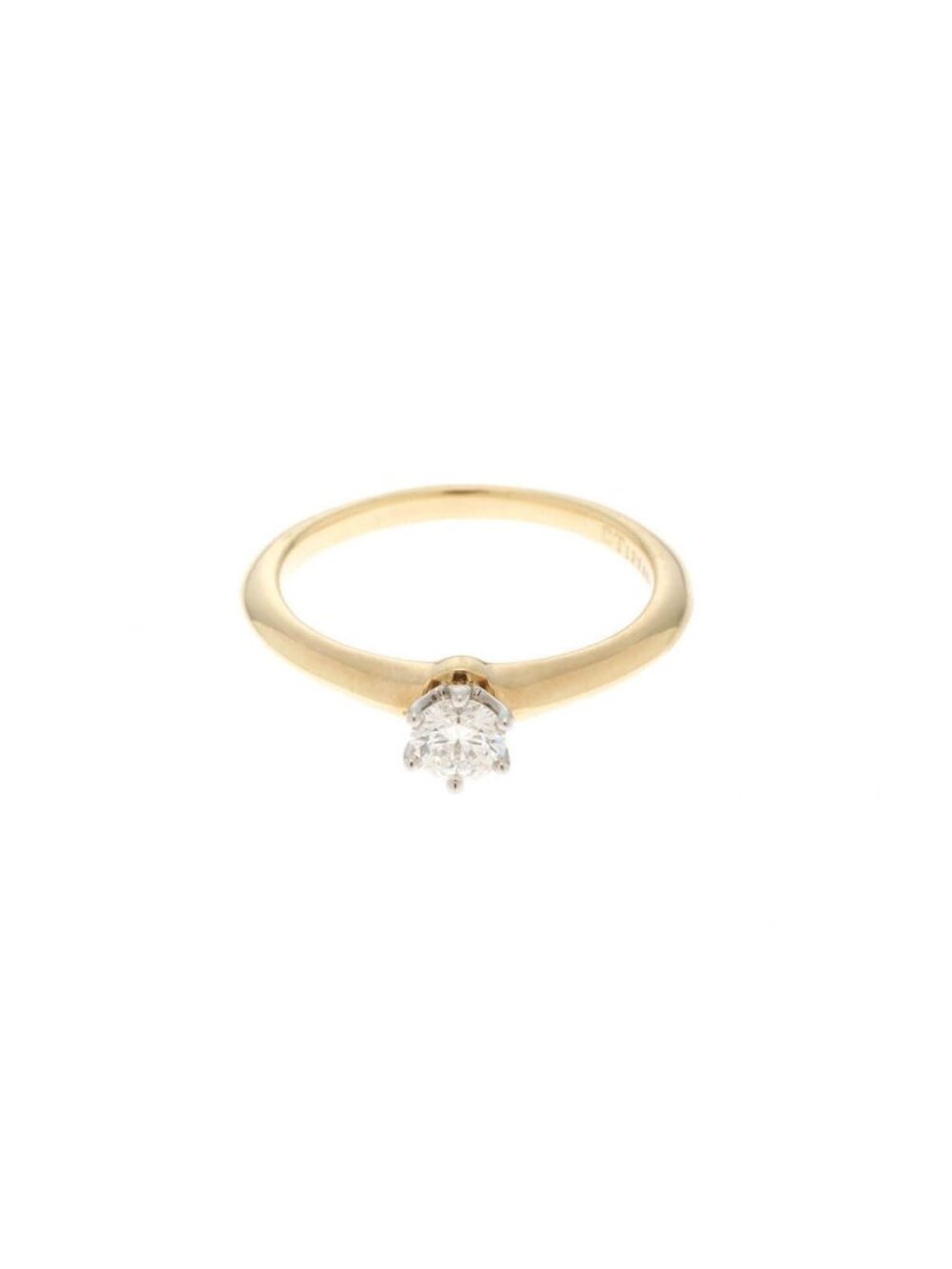Tiffany & Co Solitaire YG PT Ring 18k Yellow Gold 18k
